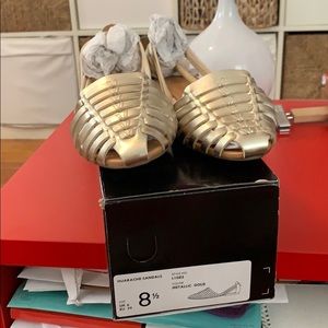 NIB J.Crew Gold Huarache Sandals